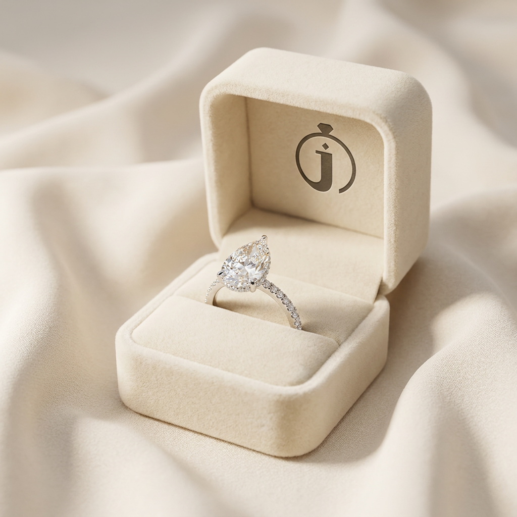 Moissanite 4.19 CT Pear & Round Cut Diamond Solitaire Ring