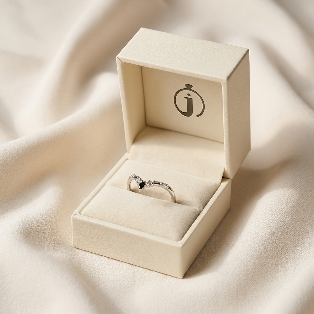 0.10 CT Marquise & Round Cut Salt and Pepper Diamond Ring