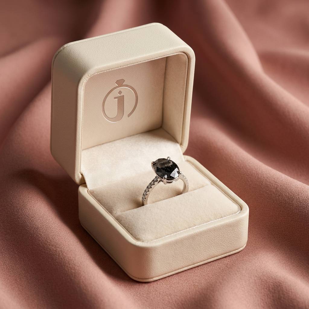 2.30 CT Oval Cut Salt and Pepper Diamond Solitaire Ring