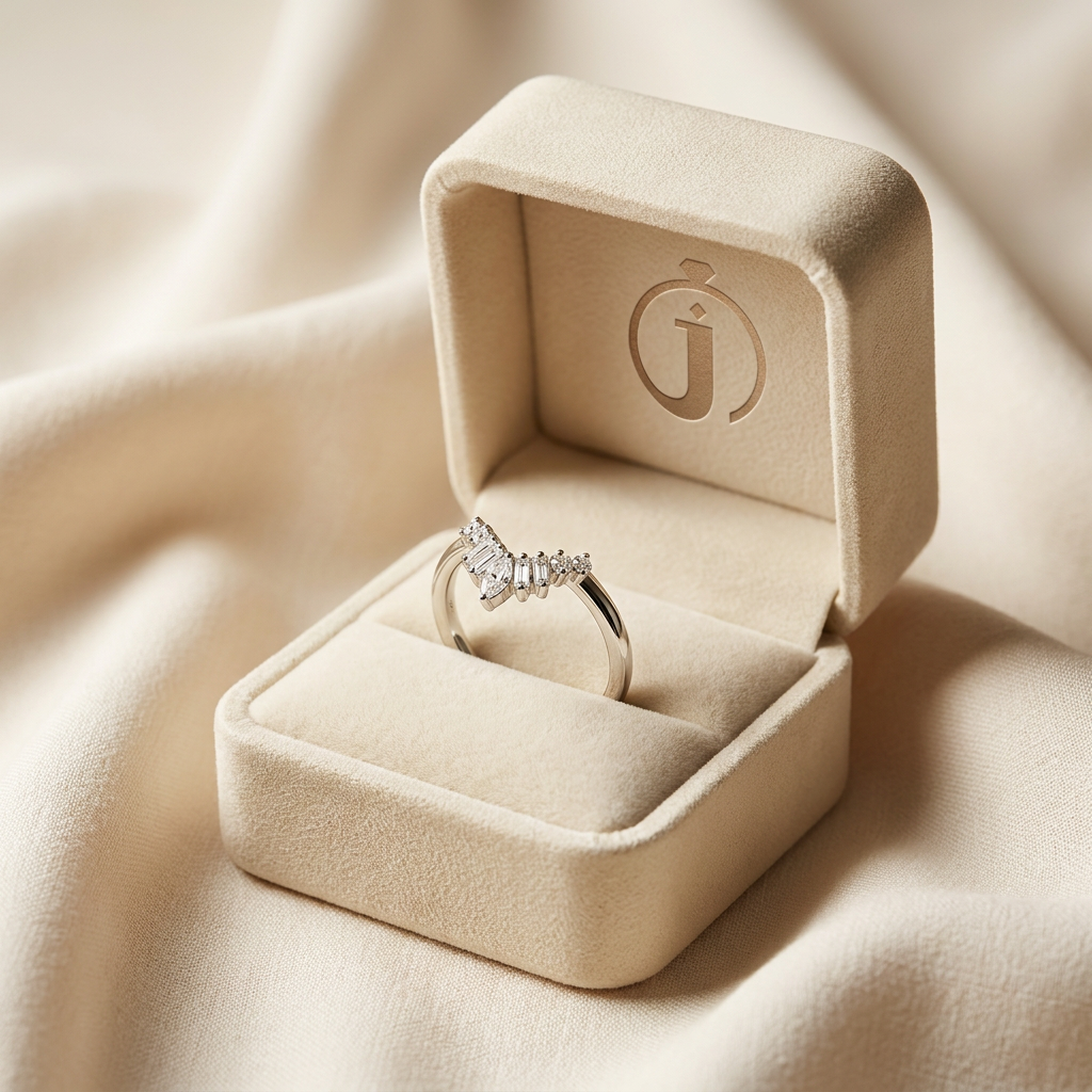 Moissanite 0.20 CT Marquise & Baguette Cut Diamond Ring