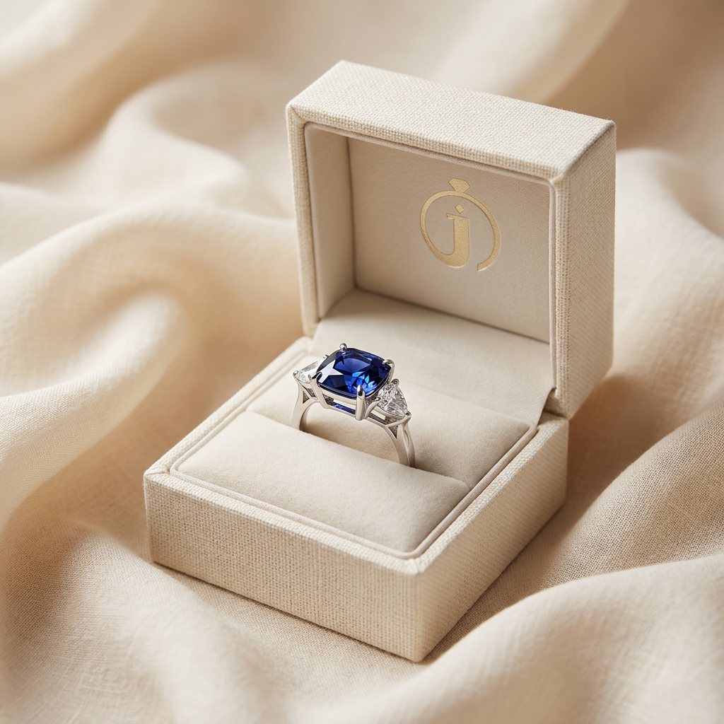 Moissanite 4.13 CT Cushion & Pear Cut Diamond Three Stone Ring