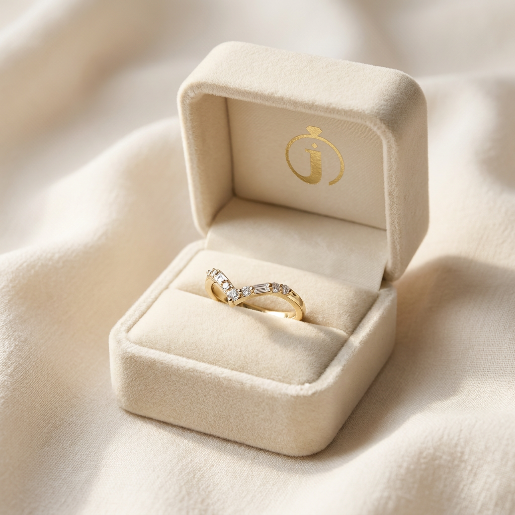 Moissanite 0.19 CT Baguette & Round Cut Diamond Ring (V-Artdeco)