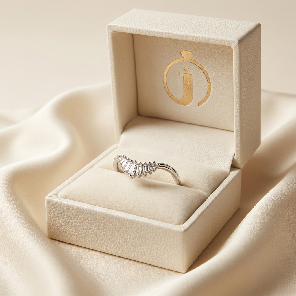 Moissanite 0.31 CT Baguette & Round Cut Diamond Ring