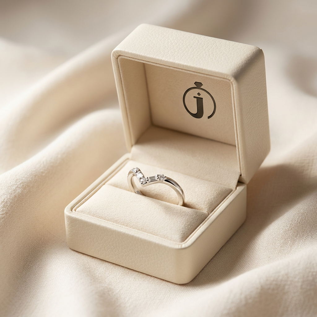 Moissanite 0.10 CT Baguette & Round Cut Diamond Ring