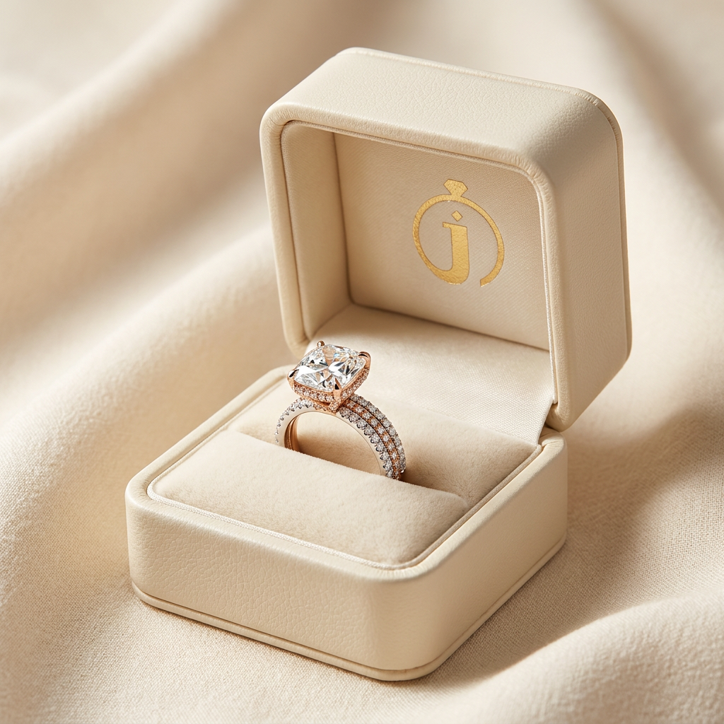 Moissanite 2.50 CT Cushion & Round Cut Diamond Solitaire Ring (V-Moisaanite)