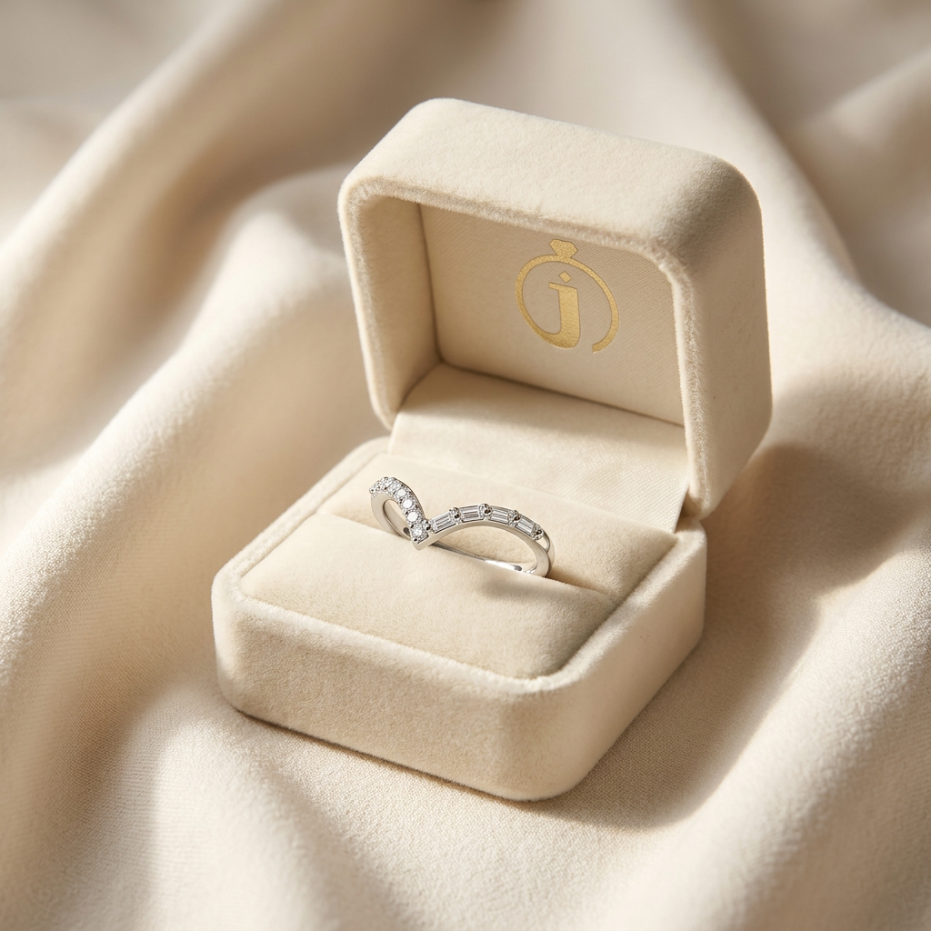 Moissanite 0.25 CT Baguette & Round Cut Diamond Ring (V-Artdeco)