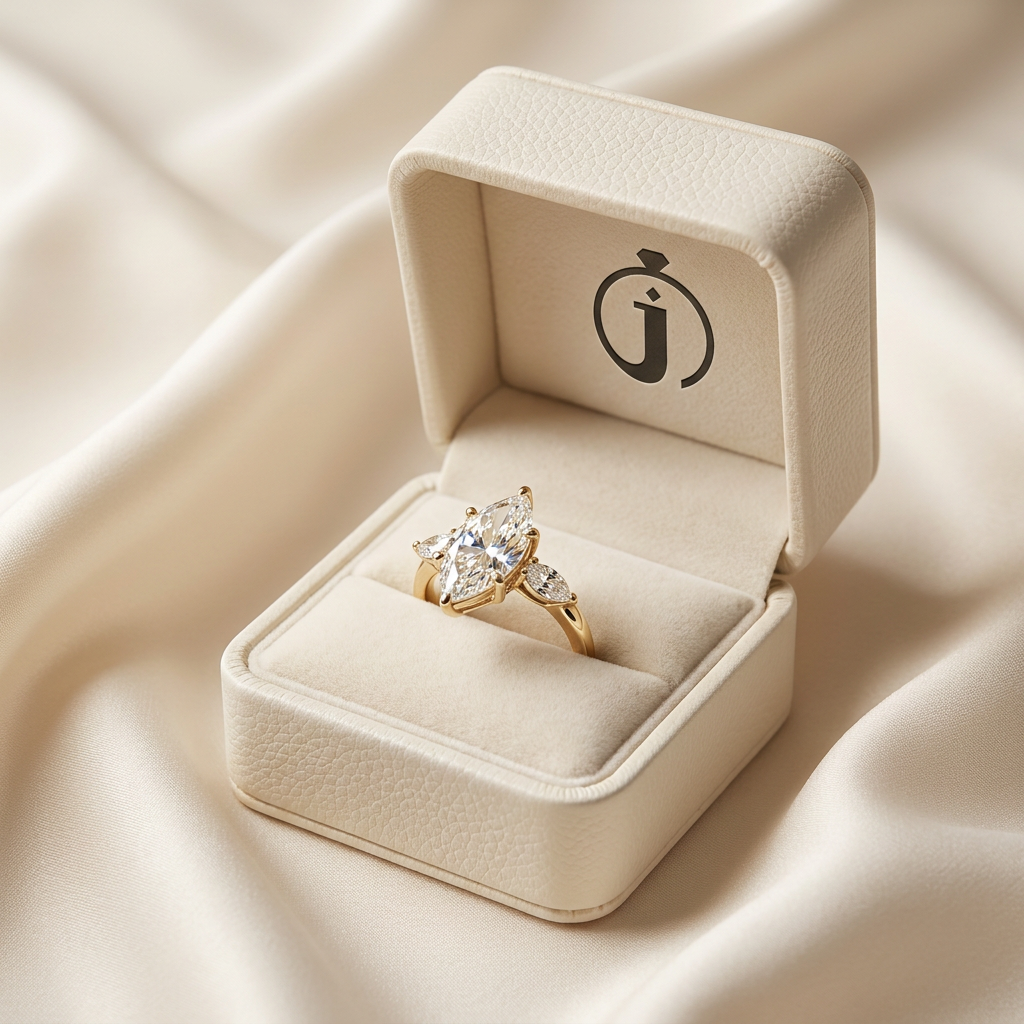 Lab Grown 1.90 CT Marquies Cut Diamond Three Stone Ring