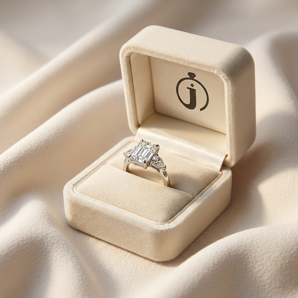 Lab Grown 2.05 CT Radiant & Pear Cut Diamond Three Stone Ring