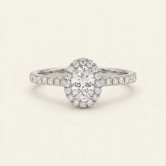 Moissanite 2.76 CT Oval & Round Cut Diamond Halo Ring