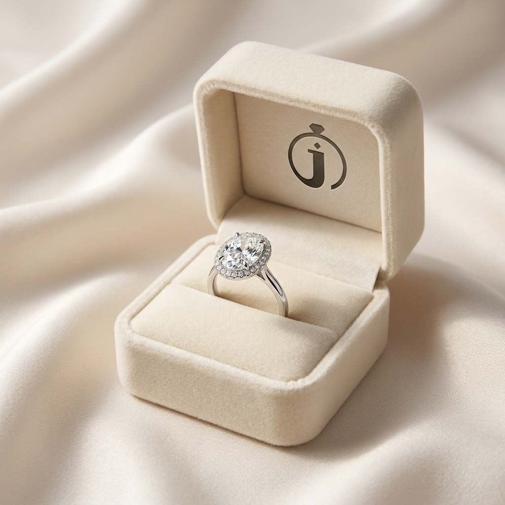 Moissanite 2.60 CT Oval & Round Cut Diamond Halo Ring