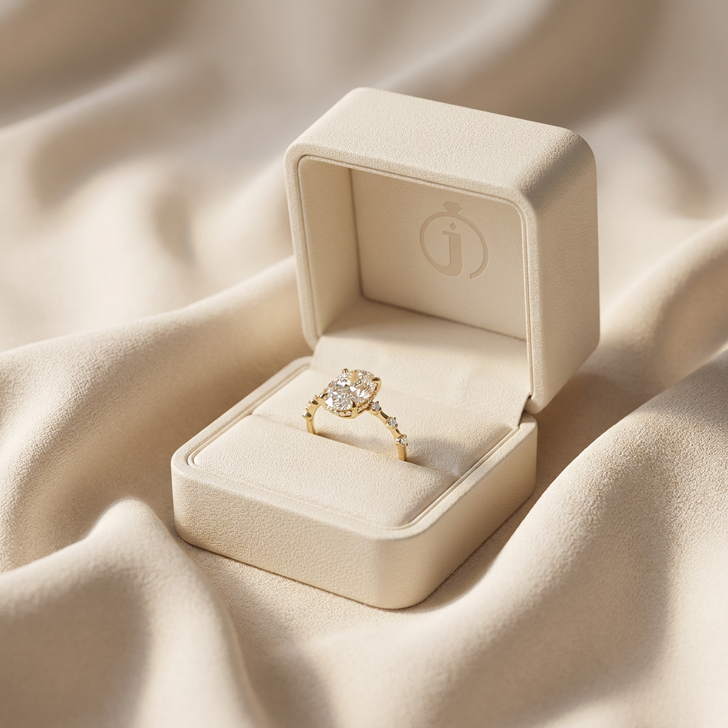 Moissanite 2.80 CT Oval & Round Cut Diamond Solitaire Ring