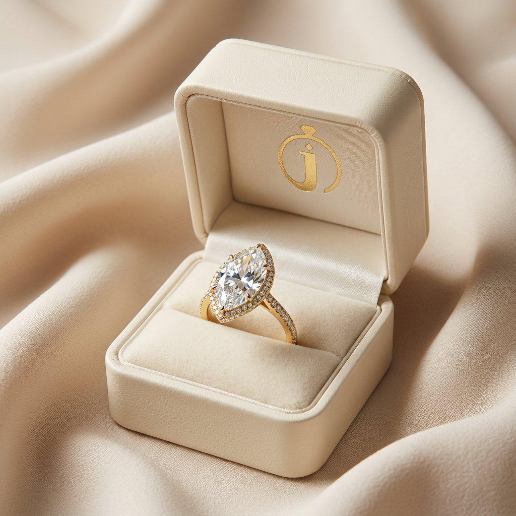 Moissanite 3.60 CT Marquise Cut Diamond Halo Ring