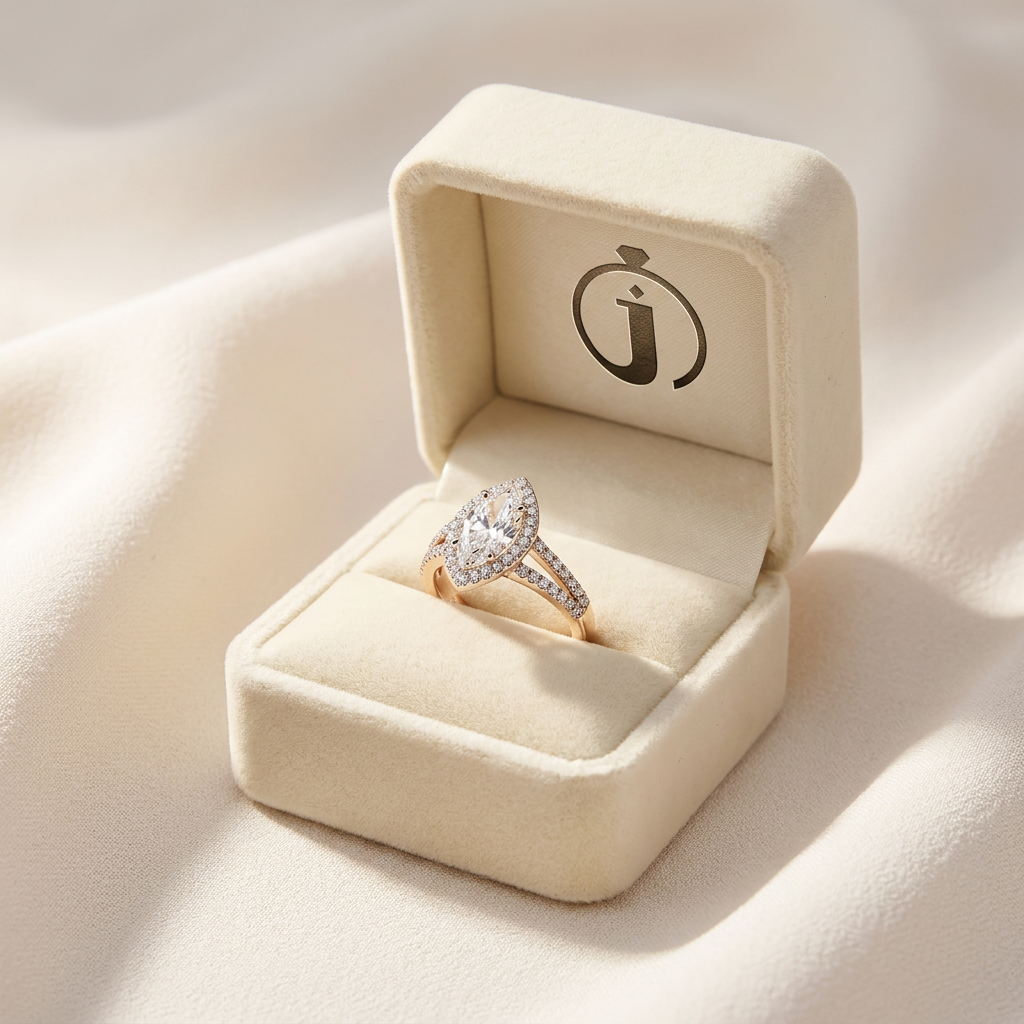 Moissanite 3.79 CT Marquise Cut Diamond Halo Ring