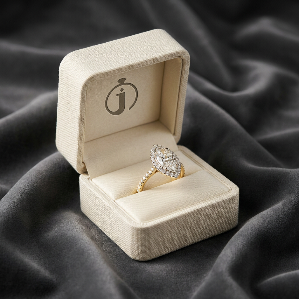 Moissanite 2.99 CT Marquise & Round Cut Diamond Halo Ring