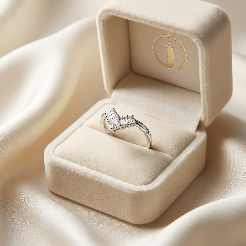 0.34 CT Kite Cut Salt and Pepper Diamond Ring