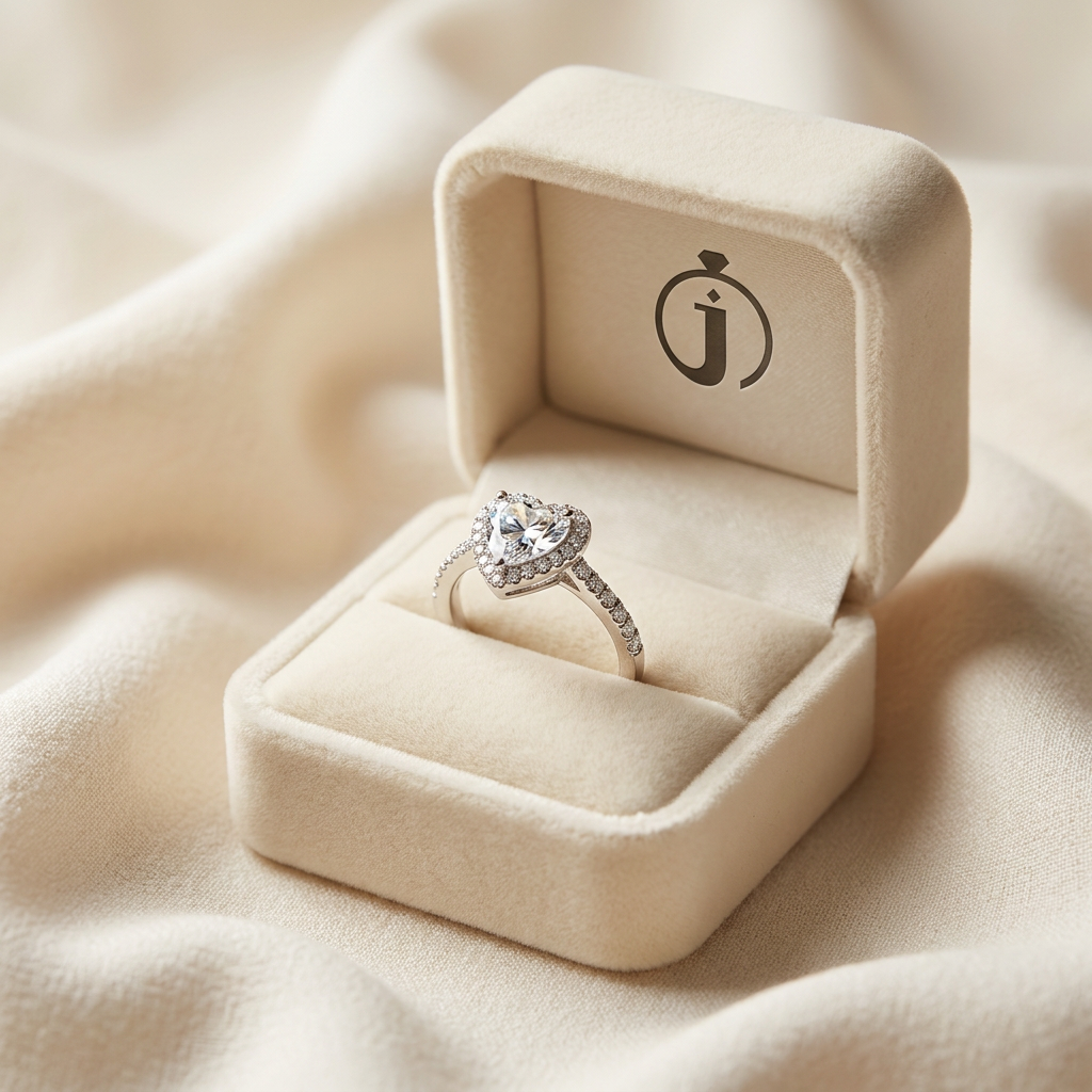 Lab Grown 1.65 CT Heart Cut Diamond Halo Ring