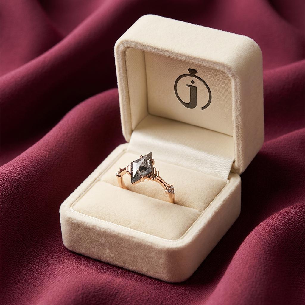 2.40 CT Kite Cut Salt and Pepper Diamond Solitaire Ring