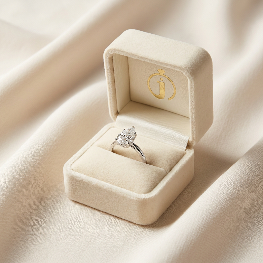 Moissanite 3.32 CT Pear Cut Diamond Solitaire Ring
