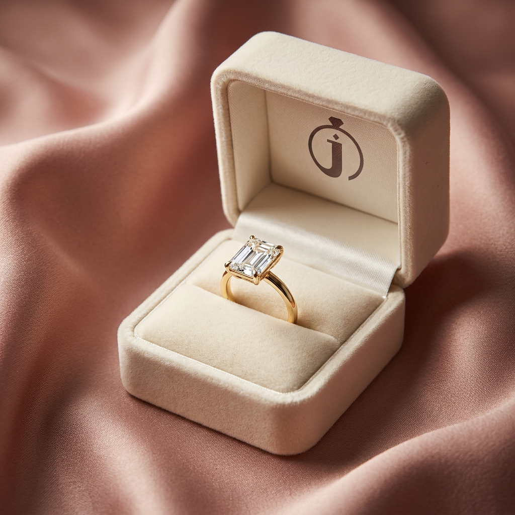 Moissanite 2.55 CT Emerald Cut Diamond Solitaire Ring