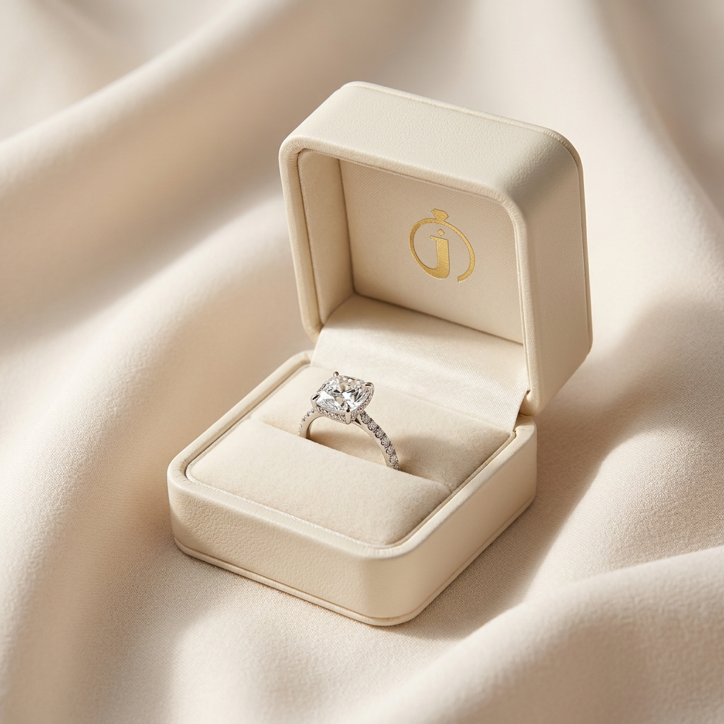 Moissanite 2.50 CT Cushion & Round Cut Diamond Solitaire Ring (V-Artdeco)