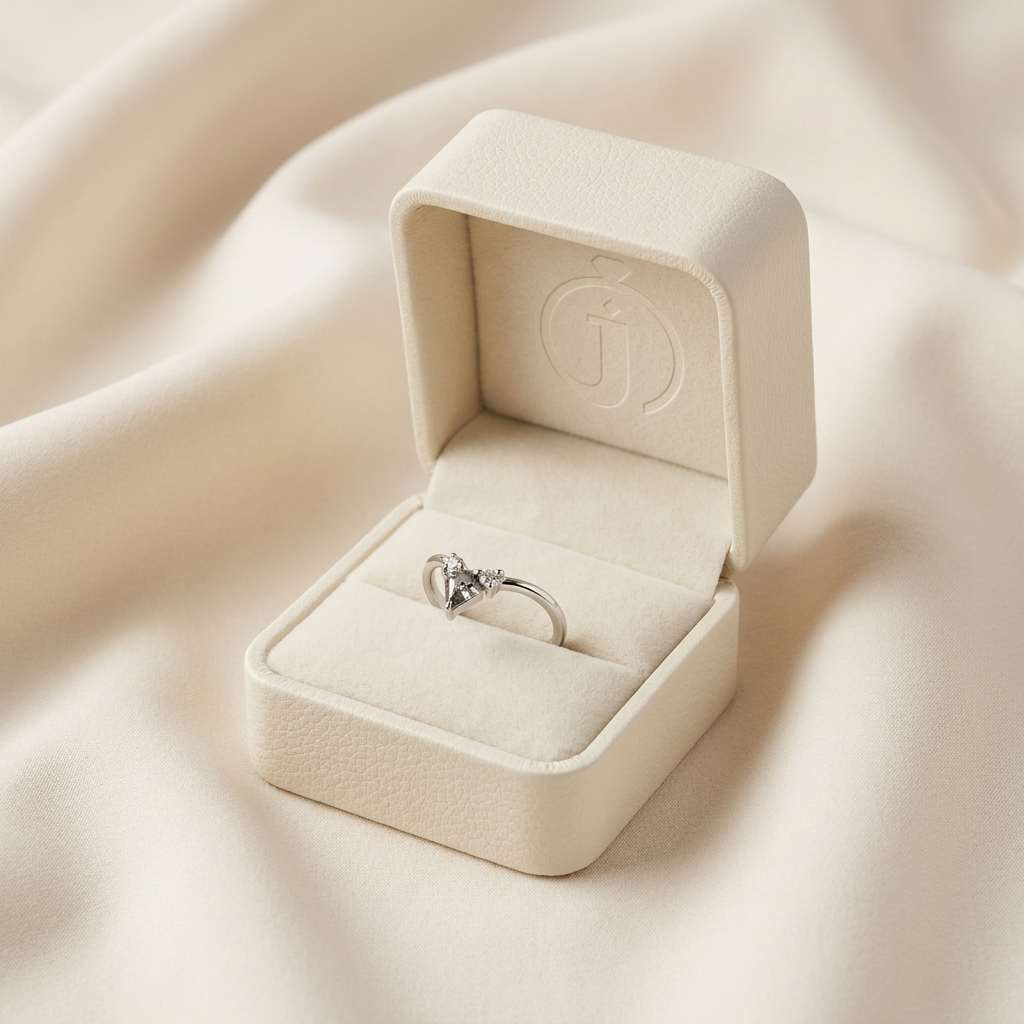 0.20 CT Kite & Round Cut Salt and Pepper Diamond Ring