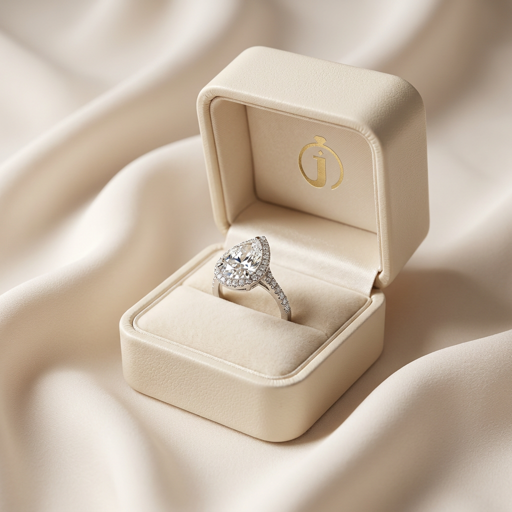 Moissanite 3.00 CT Pear Cut Diamond Halo Ring