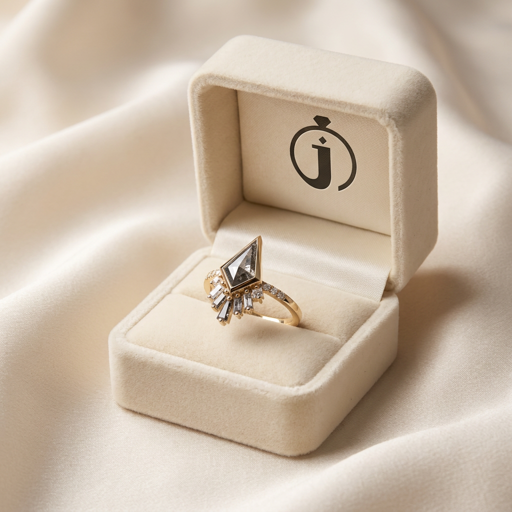 1.55 CT Kite & Round Cut Salt and Pepper Diamond Cluster Ring (V2)