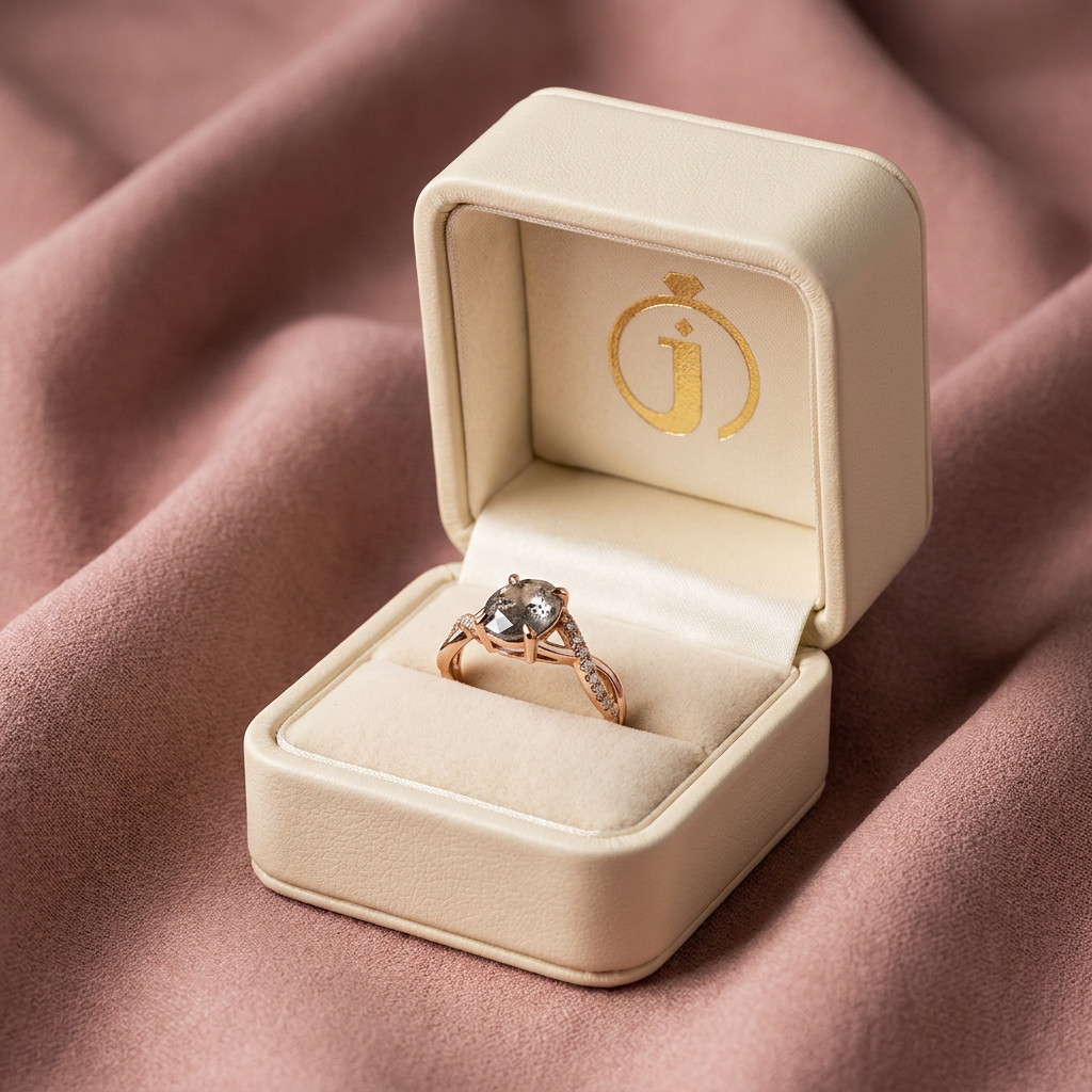 1.55 CT Oval Cut Salt and Pepper Diamond Solitaire Ring