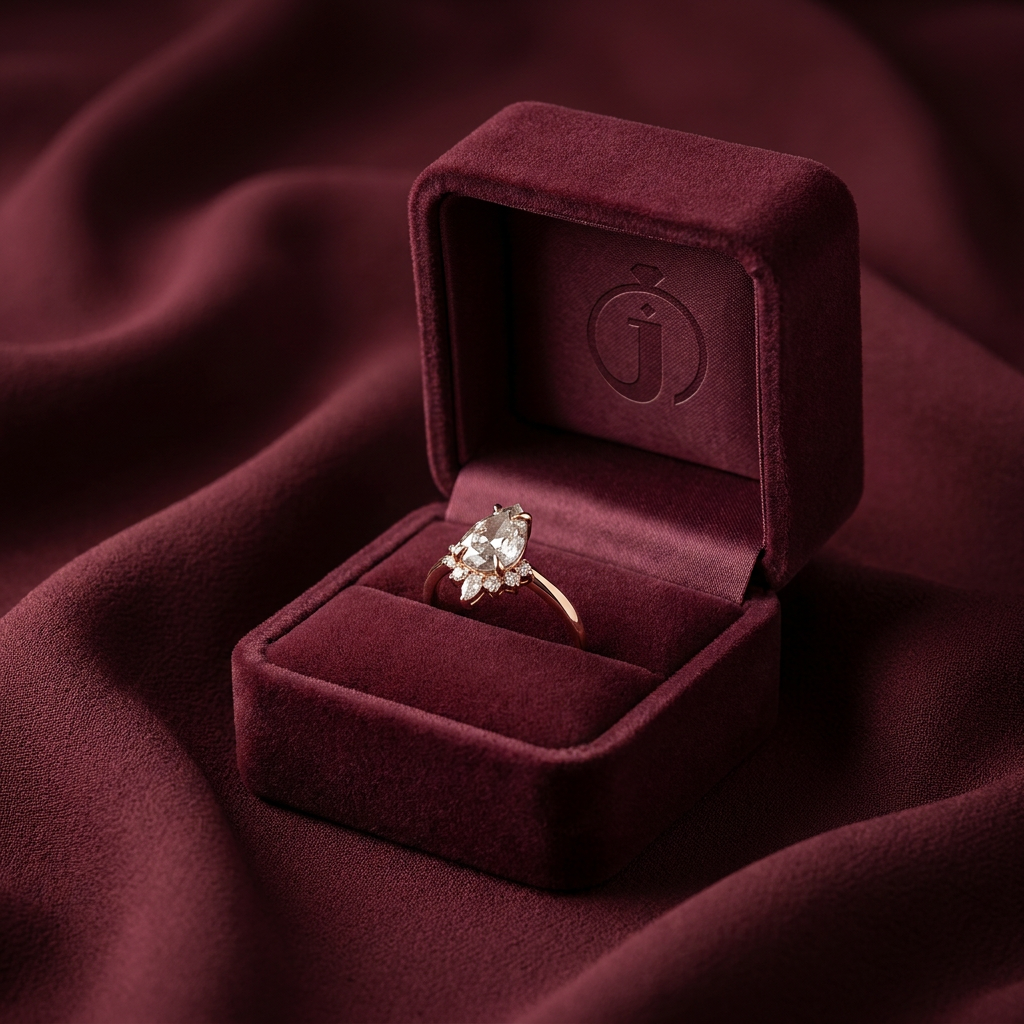 1.45 CT Pear & Round Cut Salt and Pepper Diamond Cluster Ring (V3)