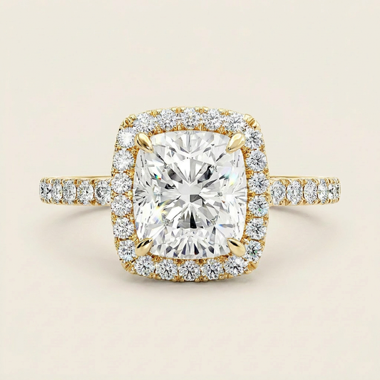 Moissanite 1.50 CT Cushion Cut Diamond Halo Ring