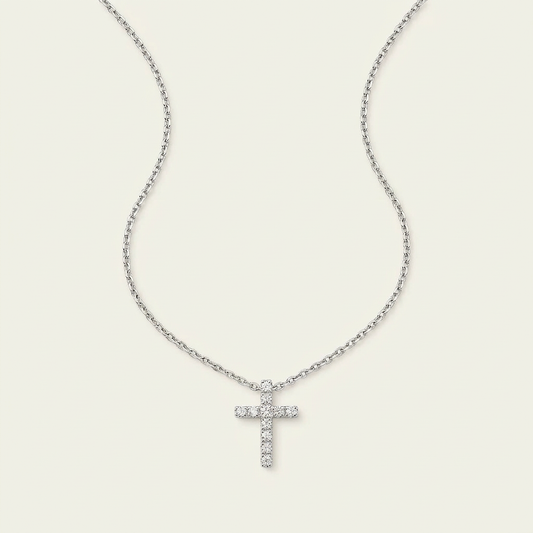 Moissanite 0.17 CT Round Cut Diamond Cross Necklace