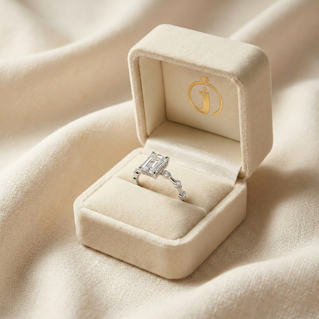 Moissanite 2.90 CT Radiant & Round Cut Diamond Solitaire Ring