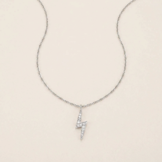 Moissanite 0.50 CT Round Cut Diamond Lightning Bolt Necklace