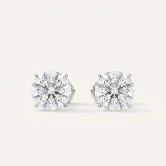 Moissanite 1.00 CT Round Cut Diamond Stud Earrings (V1)