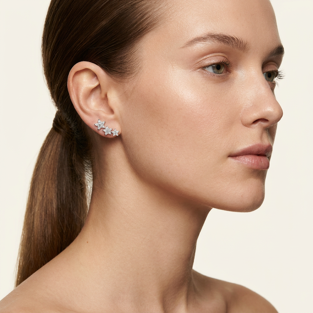 Moissanite 0.45 CT Round Cut Diamond Stud Earrings