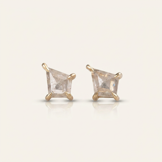 0.31 CT Kite Cut Salt and Pepper Diamond Stud Earrings