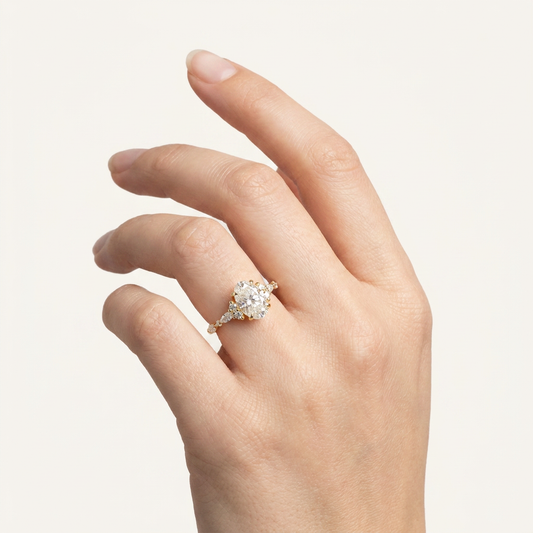 Lab Grown 1.80 CT Oval & Pear Cut Diamond Cluster Ring