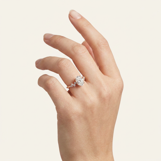 Moissanite 3.75 CT Oval & Round Cut Diamond Solitaire Ring