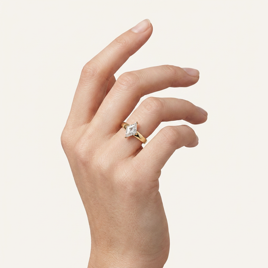 Lab Grown 3.00 CT Lozenge Cut Diamond Solitaire Ring