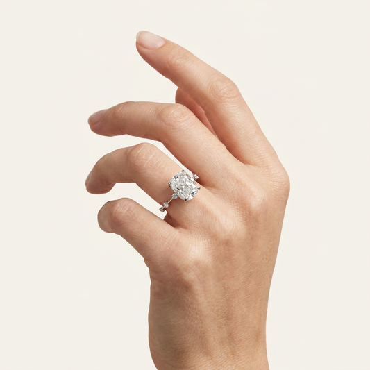 Moissanite 5.00 CT Cushion & Round Cut Diamond Solitaire Ring
