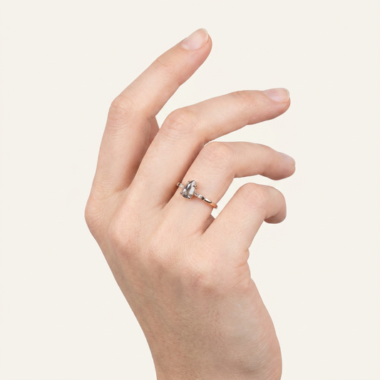 1.75 CT Pear Cut Salt and Pepper Diamond Solitaire Ring (V1)