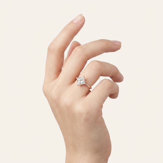 Moissanite 2.53 CT Princess Cut Diamond Solitaire Ring