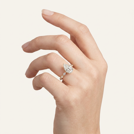 Moissanite 3.10 CT Pear Cut Diamond Solitaire Ring