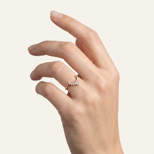 Moissanite 0.25 CT Baguette & Round Cut Diamond Ring (V-Edwardian)