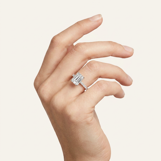 Moissanite 1.25 CT Emerald Cut Diamond Solitaire Ring