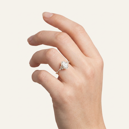 Moissanite 2.00 CT Oval Cut Diamond Cluster Ring