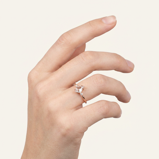1.80 CT Kite & Round Cut Salt and Pepper Diamond Three Stone Ring