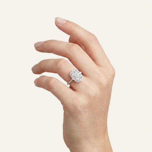 Moissanite 3.40 CT Radiant Cut Diamond Halo Ring