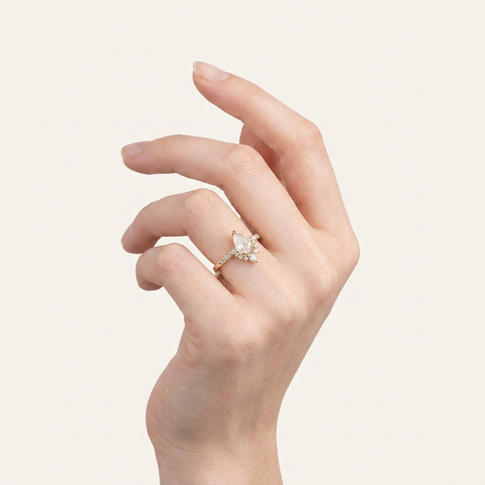 1.65 CT Pear & Round Cut Salt and Pepper Diamond Cluster Ring