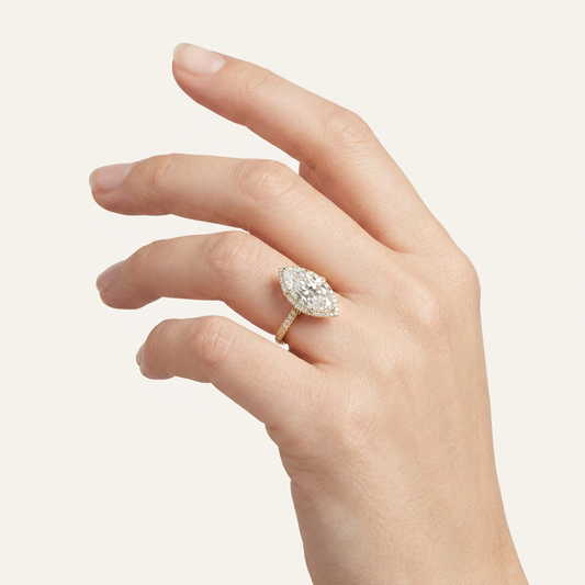 Moissanite 3.60 CT Marquise Cut Diamond Halo Ring